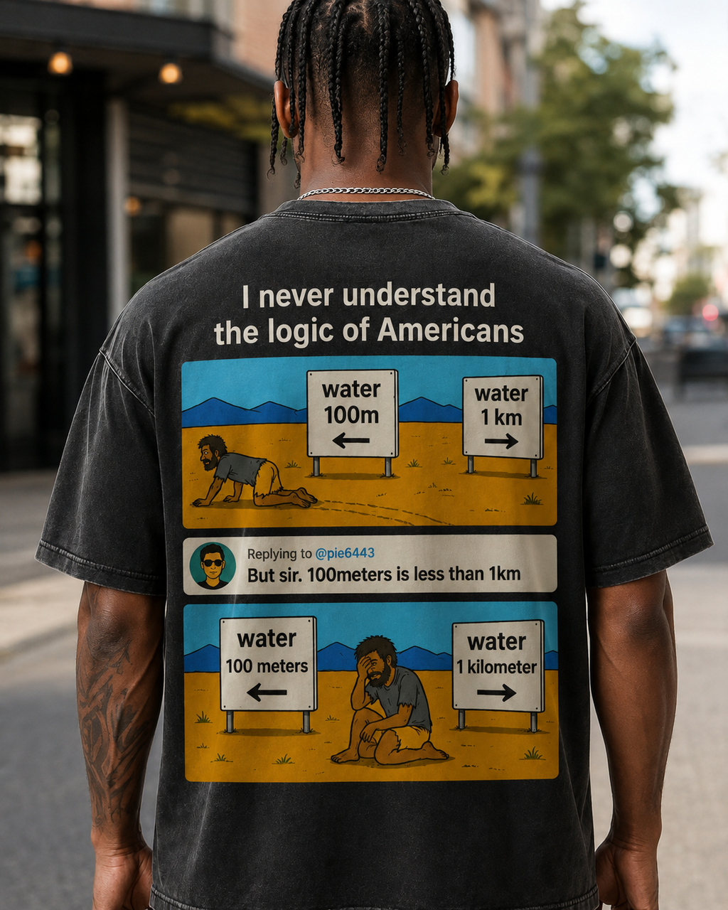 "I Never Understand The Logic Of Americans" Funny Meme T-Shirt | Oversized Streetwear Graphic Tee