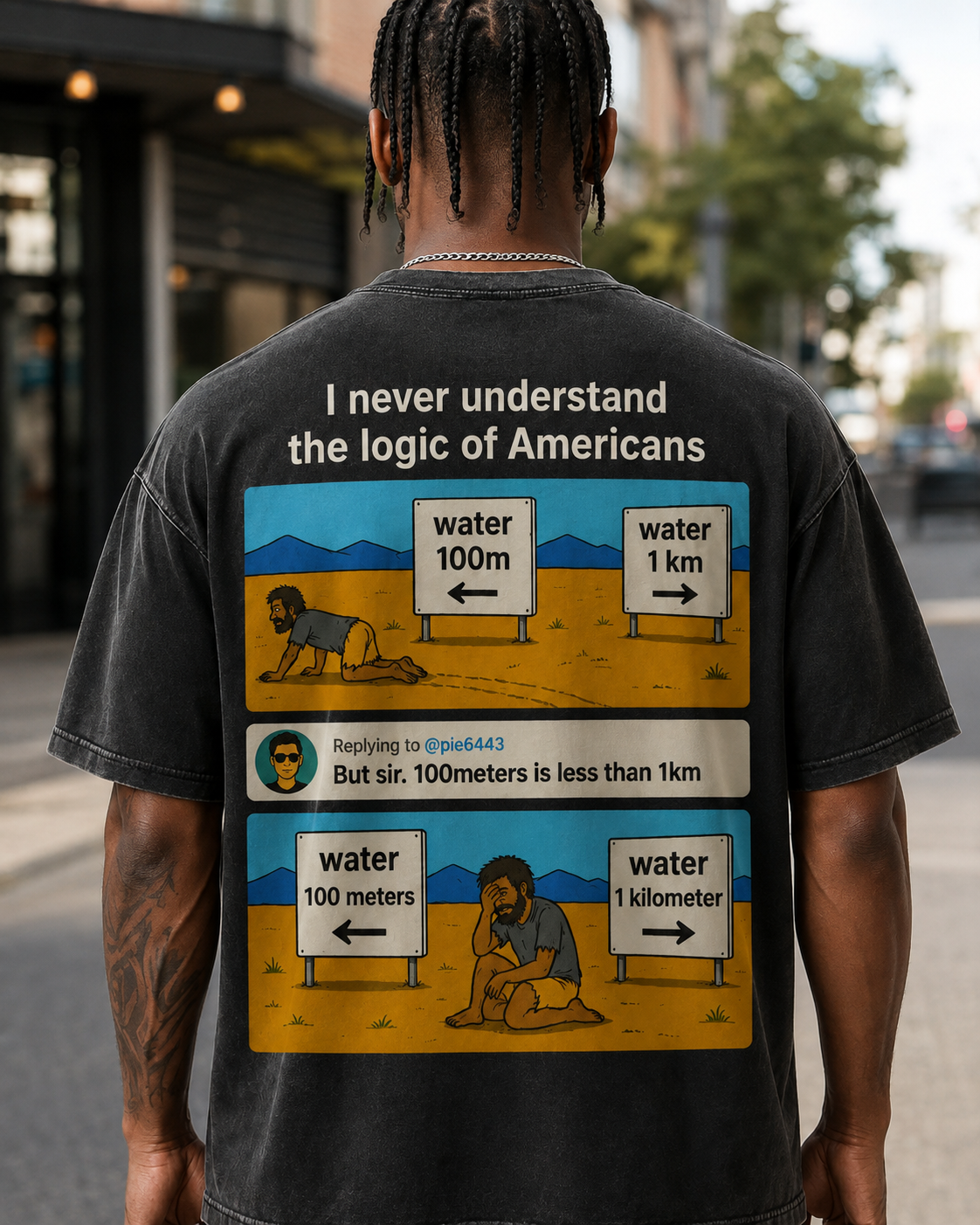 "I Never Understand The Logic Of Americans" Funny Meme T-Shirt | Oversized Streetwear Graphic Tee