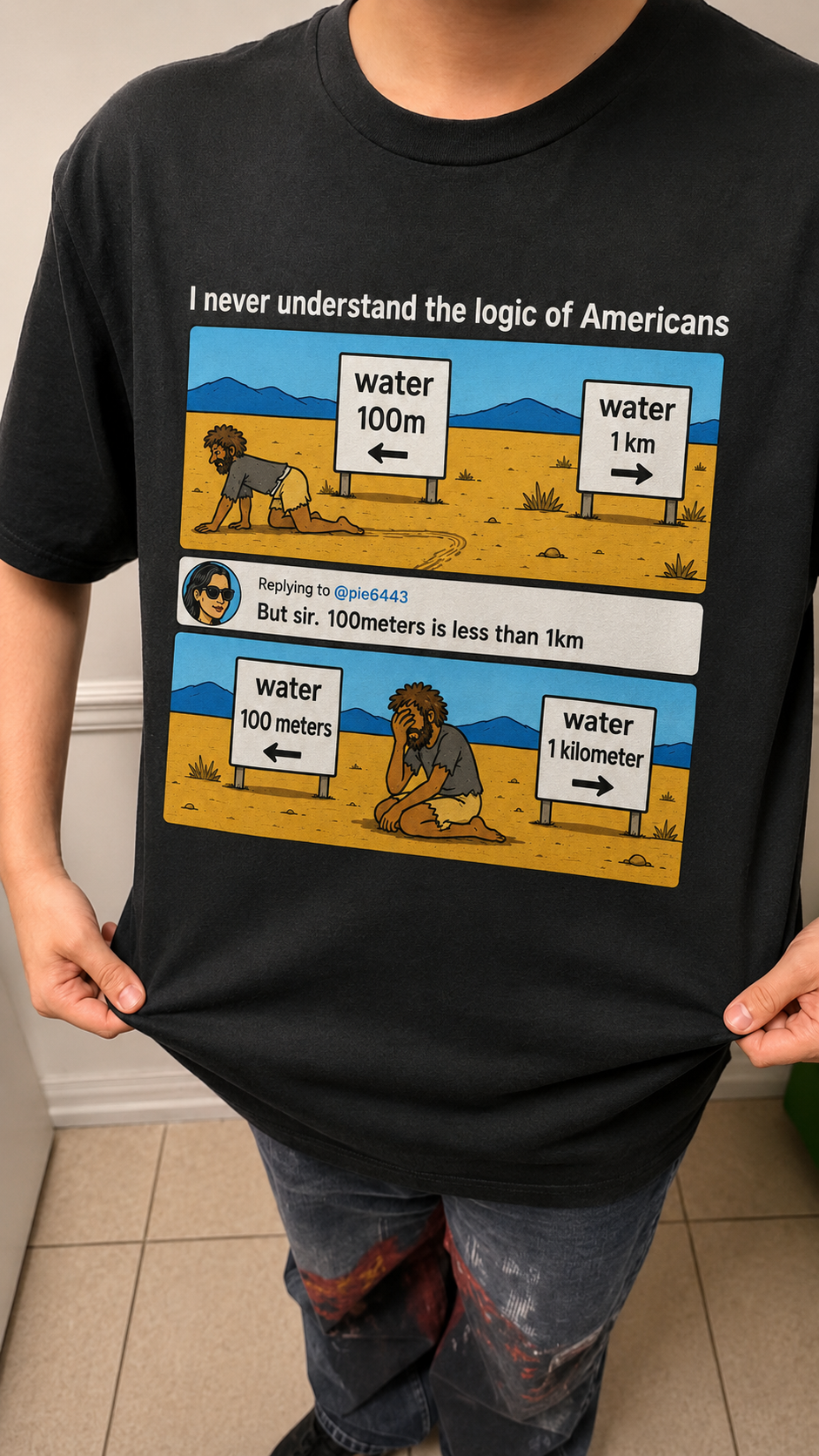 "I Never Understand The Logic Of Americans" Funny Meme T-Shirt | Oversized Streetwear Graphic Tee