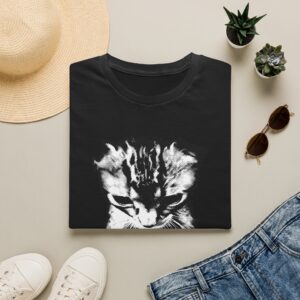 Alternative view of Funny Cat Meme Kitten Portrait T-Shirt — Cute Black & White Cat Graphic Tee